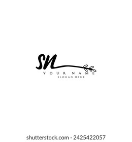 Initial SN Logo Handschrift florale Typografie Ornament