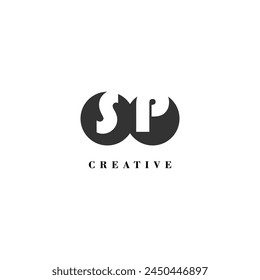 Marca de idea de moda de etiqueta creativa de empresa SP inicial