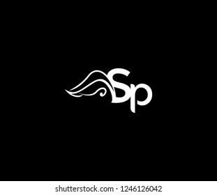 Initial SP Letter Linked Monogram Tribal Wings Logotype