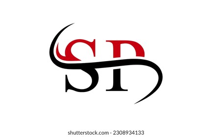 Initial SP letter Logo With Swoosh Design Graphic Vector Template for Business and Company Identity.	
