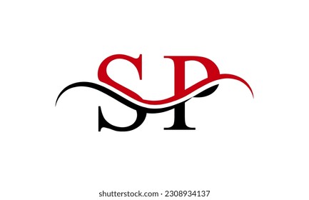 Logo de la carta SP inicial con plantilla de vectores gráficos de diseño Swoosh para identidad de empresa y empresa.	