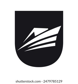 Initial Speed boad Logo combine with letter U vector template