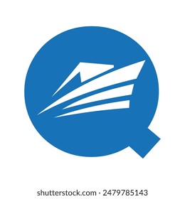 Initial Speed boad Logo combine with letter Q vector template