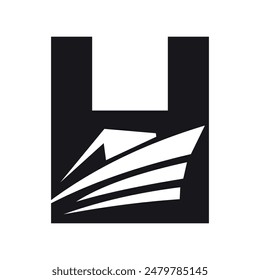 Initial Speed boad Logo combine with letter H vector template