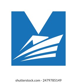 Initial Speed boad Logo combine with letter M vector template