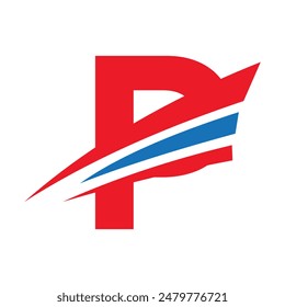 Initial Speed Boot Logo kombiniert mit Buchstabe P Vektorgrafik Vorlage