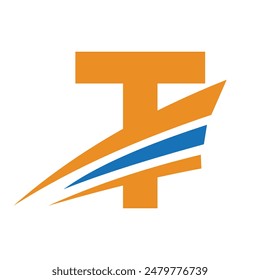 Initial Speed boat Logo combine with letter T vector template
