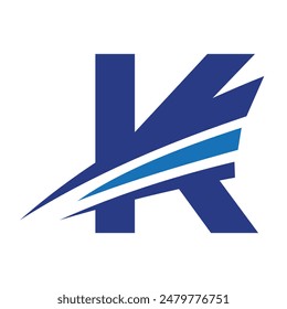 Initial Speed boat Logo combine with letter K vector template