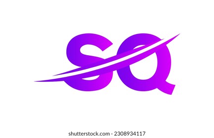 Initial SQ letter Logo With Swoosh Design Graphic Vector Template for Business and Company Identity.	