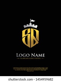 initial SQ letter with shield style logo template vector