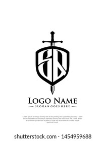 letra SQ inicial con una plantilla de logotipo de estilo escudo vectorial
