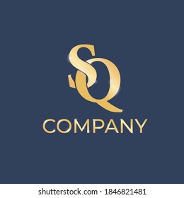 Initial SQ Logo Design Template. Luxury Gold Letter Vector