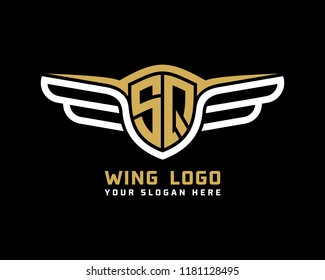 Initial SQ wing logo template vector