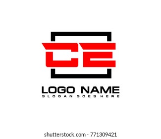 Initial square C & E logo template vector