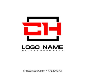 Initial square C & H logo template vector