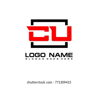 Initial square C & U logo template vector