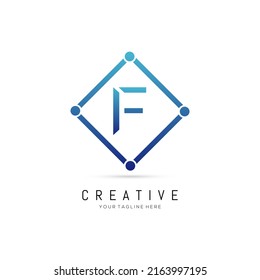 Elemento Cuadrado Inicial Del Diseño Del Logotipo Letra. Diseño del logotipo de la carta creativa F.