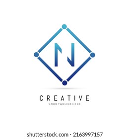 Initial Square Element N Letter Logo Design. Creative Letter N Logo Design.