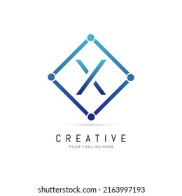 Initial Square Element X Letter Logo Design. Creative Letter X Logo Design.