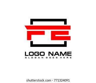 Initial Square F & E Logo Template Vector