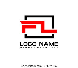 Initial square F & L logo template vector