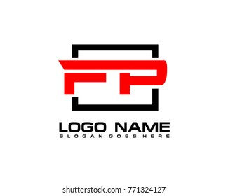 Initial square F & P logo template vector