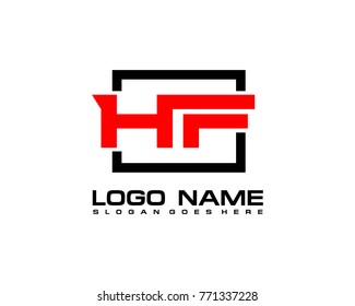 Initial square H & F logo template vector