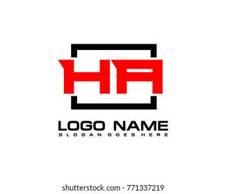 Initial square H & A logo template vector