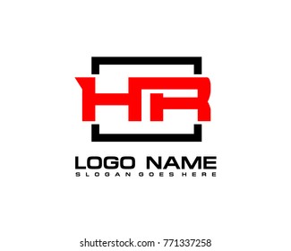 Initial square H & R logo template vector