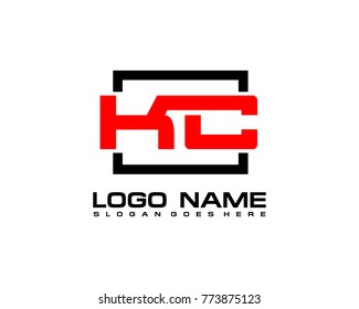Initial square K & C logo template vector