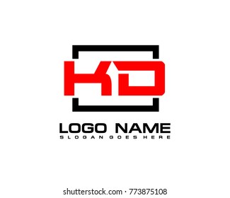 Initial square K & D logo template vector