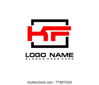 Initial square K & F logo template vector