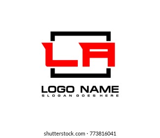 Initial square L & A logo template vector