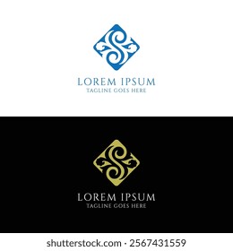 Initial Square Letter S Royal Badge Emblem Stamp Label Logo Design Vector