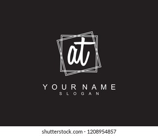 AT Initial square logo template vector