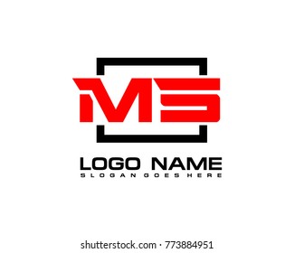 Initial square M & S logo template vector