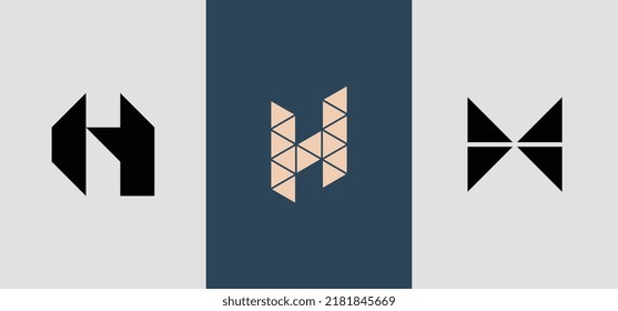 Initial Square Monogram H Logo Designs Bundle. It will be suitable for which company or brand name start those initial.
