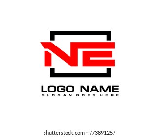 Initial square N & E logo template vector