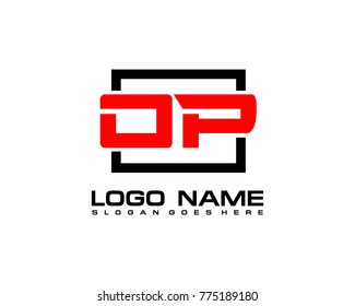 Initial square O & P logo template vector