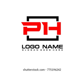 Initial square P and H logo template vector