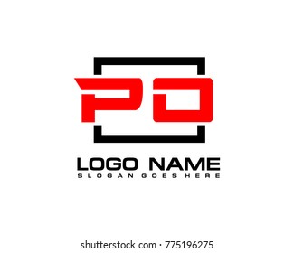 Initial square P & O logo template vector