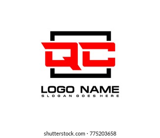 Initial square Q & C logo template vector