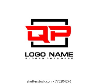 Initial square Q & P logo template vector
