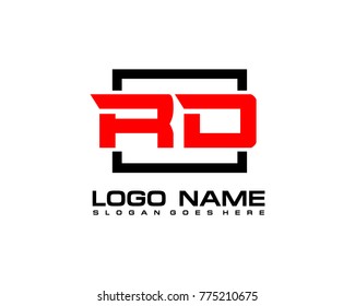 Initial square R & D logo template vector