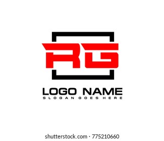Initial square R & G logo template vector