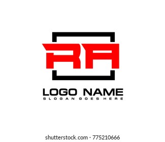 Initial square R & A logo template vector