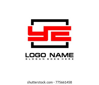 Initial square Y & E logo template vector