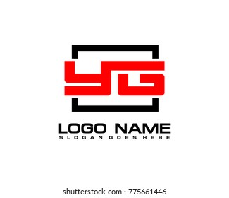 Initial square Y & G logo template vector