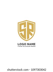 Initial SR abstract shield logo template vector