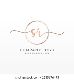 Initial SR beauty monogram and elegant logo design, handwriting logo of initial signature, wedding, fashion, floral and botanical with creative template.